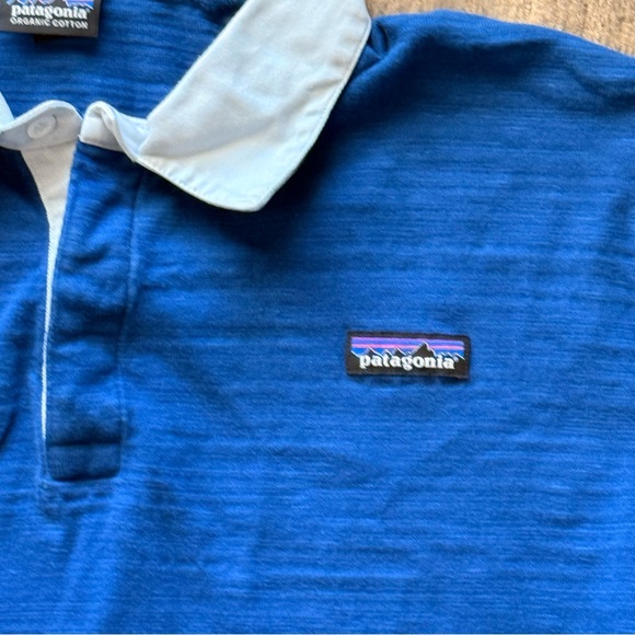 PATAGONIA Men’s Rugby Polo Shirt Long Sleeve Vintage Retro 80s Blue Size xLarge - Picture 3 of 6